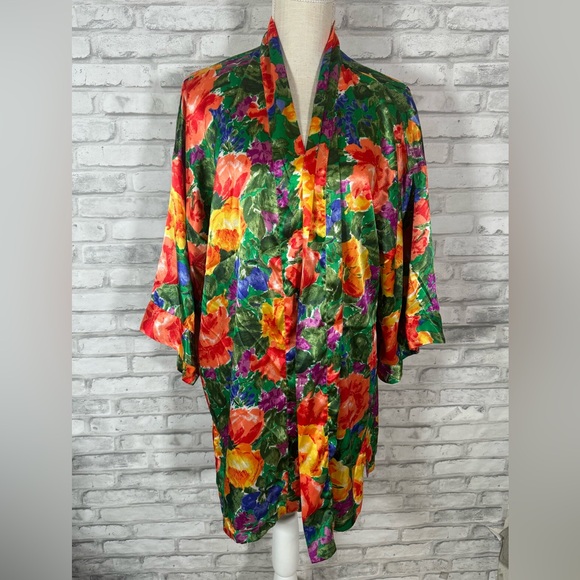 Victoria's Secret Other - Victoria's Secret Gold Label 80s Boho Retro Floral Kimono Robe